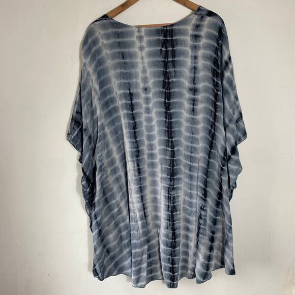 Emory Park Blue Tie Dye Kimono Beach Cover up SZ XL Summer Boho Vacation Resort - Picture 5 of 5